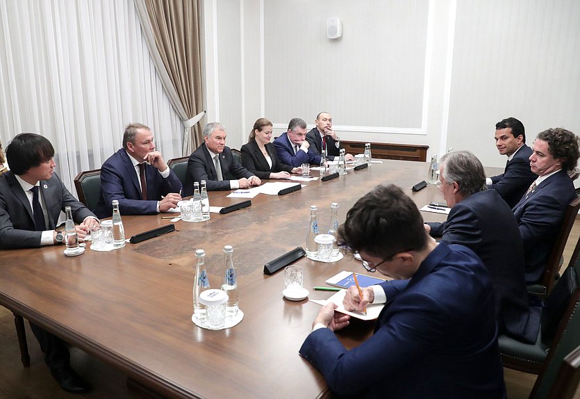 Meeting of Chairman of the State Duma Vyacheslav Volodin and First Vice President of the Federal Senate of the National Congress of the Federative Republic of Brazil Veneziano Vital do Rêgo Segundo Neto