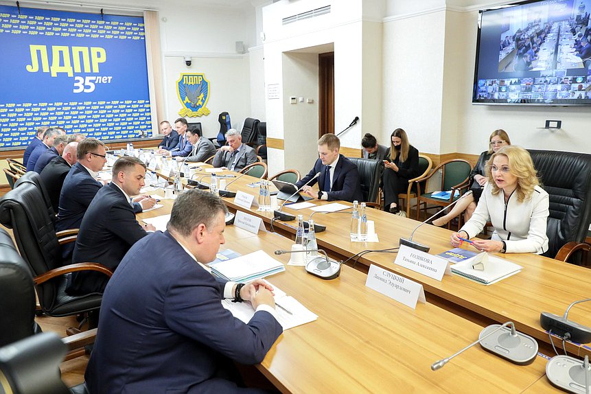 Встреча заместителя Председателя Правительства РФ Татьяны Голиковой и Министра труда и социальной защиты РФ Антона Котякова с членами фракции ЛДПР