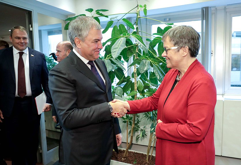 Chairman of the State Duma Viacheslav Volodin and President of the Parliamentary Assembly of the Council of Europe Liliane Maury Pasquier