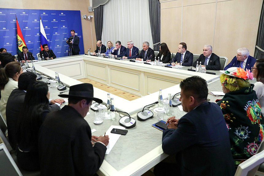 Reunión del Jefe de la Duma Estatal, Vyacheslav Volodin, con el Presidente de la Cámara de Senadores de la Asamblea Legislativa Plurinacional del Estado Plurinacional de Bolivia, Andrónico Rodriguez Ledezma