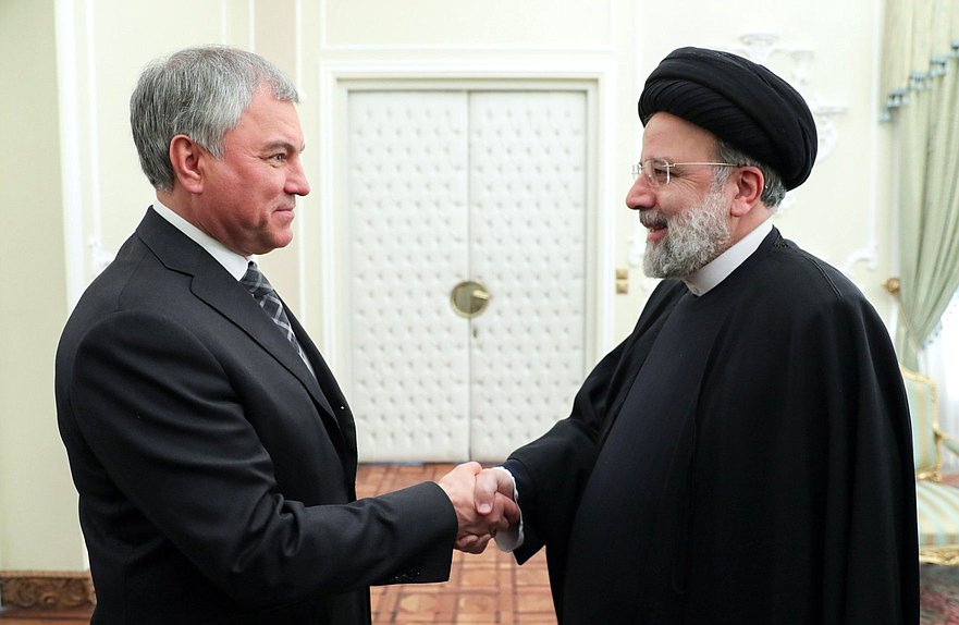 Chairman of the State Duma Vyacheslav Volodin and President of the Islamic Republic of Iran Seyyed Ebrahim Raisi