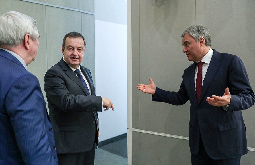 Председатель Государственной Думы Вячеслав Володин и Председатель Народной скупщины Республики Сербии Ивица Дачич