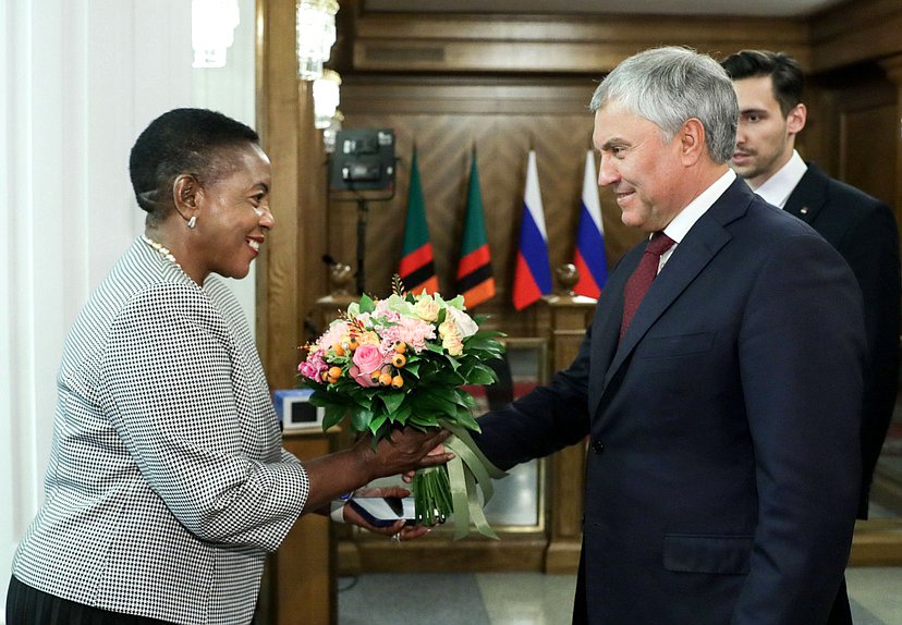 Chairman of the State Duma Vyacheslav Volodin and Speaker of the National Assembly of the Republic of Zambia Nelly Mutti