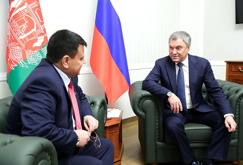 Chairman of the State Duma Viacheslav Volodin and Speaker of the House of the People of the National Assembly of the Islamic Republic of Afghanistan Mir Rahman Rahmani