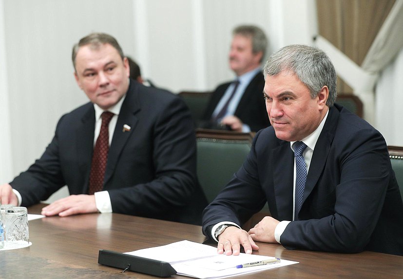 Chairman of the State Duma Viacheslav Volodin and Deputy Chairman of the State Duma Petr Tolstoy