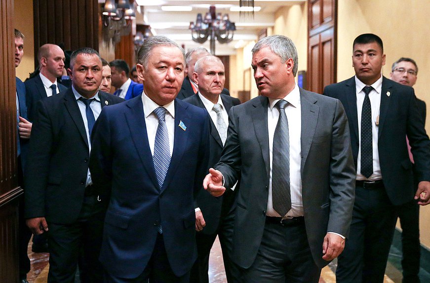 Chairman of the Mazhilis of the Parliament of the Republic of Kazakhstan Nurlan Nigmatulin and Chairman of the State Duma Viacheslav Volodin