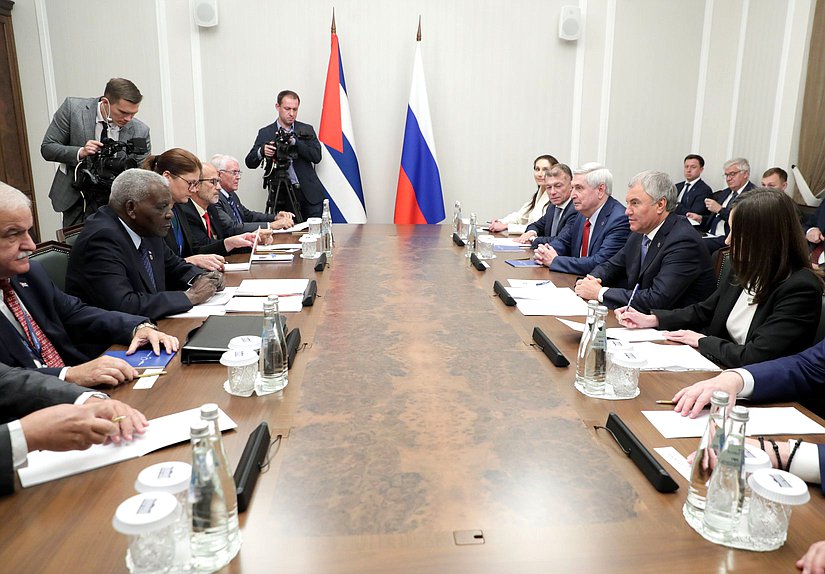 Meeting of Chairman of the State Duma Vyacheslav Volodin and President of the National Assembly of People's Power and the Council of State of the Republic of Cuba Esteban Lazo Hernández