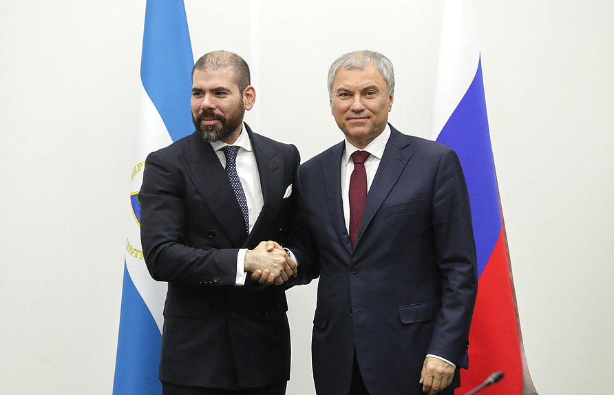 Chairman of the State Duma Vyacheslav Volodin and Special Representative of the President of Nicaragua for Russian Affairs Laureano Facundo Ortega Murillo