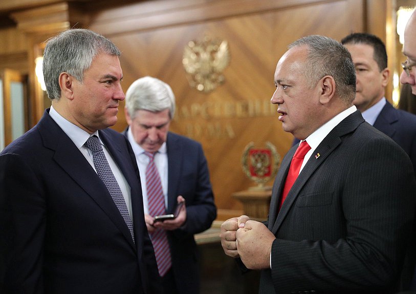El Jefe de la Duma Estatal Vyacheslav Volodin y el Presidente de la Asamblea Nacional Constituyente de Venezuela Diosdado Cabello Rondón