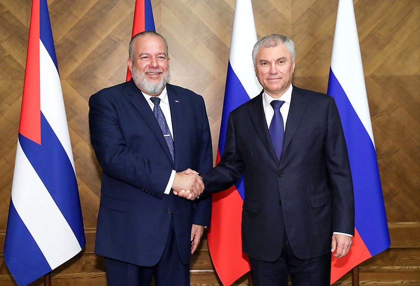 El Jefe de la Duma Estatal, Vyacheslav Volodin, y el Primer Ministro de la República de Cuba, Manuel Marrero Cruz