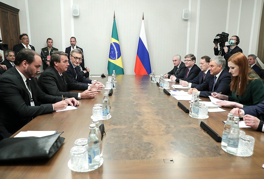 Reunión del Jefe de la Duma Estatal, Vyacheslav Volodin, con el Presidente de Brasil, Jair Bolsonaro