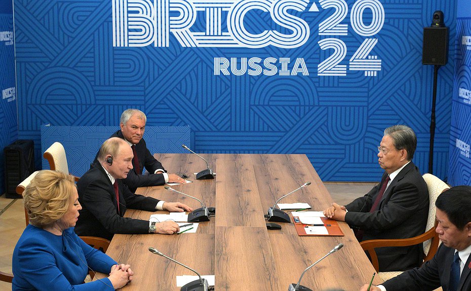 President of the Russian Federation Vladimir Putin, Speaker of the Federation Council Valentina Matvienko, Chairman of the State Duma Vyacheslav Volodin and Chairman of the Standing Committee of the National People’s Congress of China Zhao Leji (photo credit: press service of President of the Russian Federation)