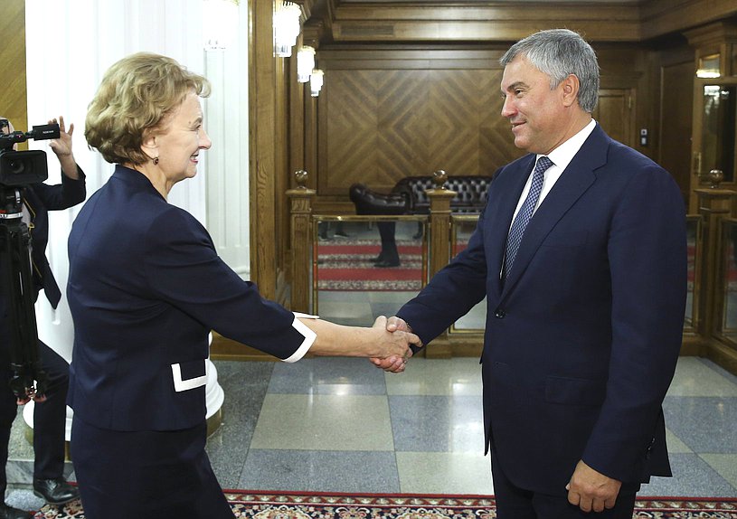 Chairwoman of the Parliament of the Republic of Moldova Zinaida Greceanîi and Chairman of the State Duma Viacheslav Volodin