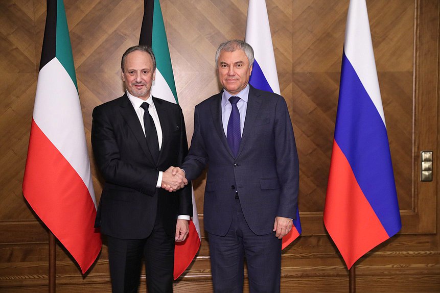 Jefe de la Duma Estatal, Vyacheslav Volodin, y Ministro de Relaciones Exteriores del Estado de Kuwait, Salem Abdullah al-Jaber al-Sabah