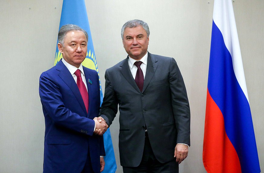 Chairman of Mazhilis of Parliament of the Republic of Kazakhstan Nurlan Nigmatulin and Chairman of the State Duma Vischeslav Volodin