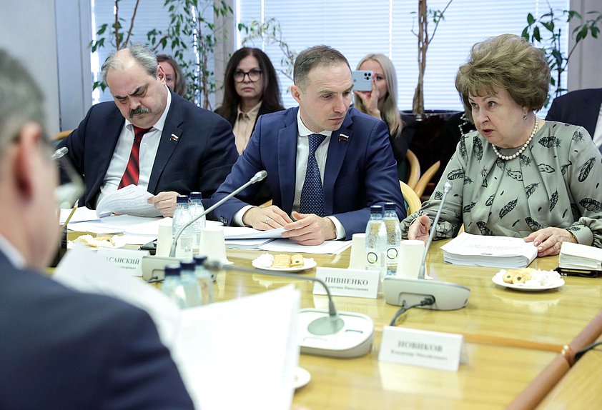 Член Комитета по развитию Дальнего Востока и Арктики Алексей Веллер и заместители Председателя Комитета Антон Басанский и Валентина Пивненко