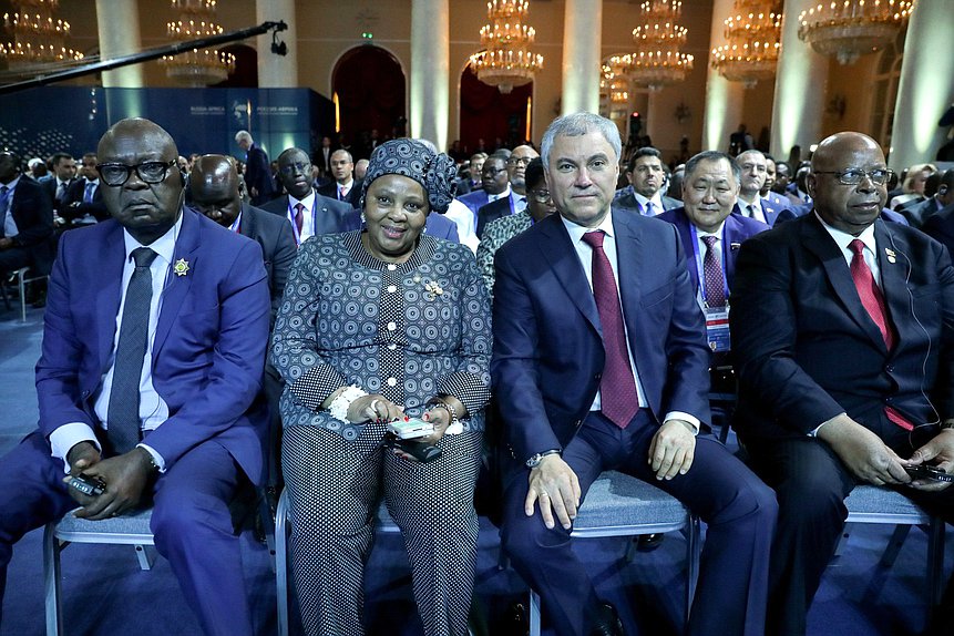 Chairman of the State Duma Vyacheslav Volodin, Speaker of the National Assembly of the Parliament of the Republic of South Africa Nosiviwe Mapisa-Nqakula and Speaker of the National Assembly of the Republic of Zimbabwe Jacob Mudenda