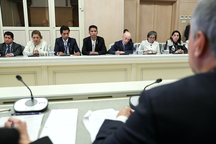 Reunión del Jefe de la Duma Estatal, Vyacheslav Volodin, con el Presidente de la Cámara de Senadores de la Asamblea Legislativa Plurinacional del Estado Plurinacional de Bolivia, Andrónico Rodriguez Ledezma