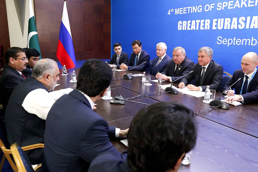 Meeting of Chairman of the State Duma Viacheslav Volodin and Speaker of the National Assembly of the Islamic Republic of Pakistan Asad Qaiser