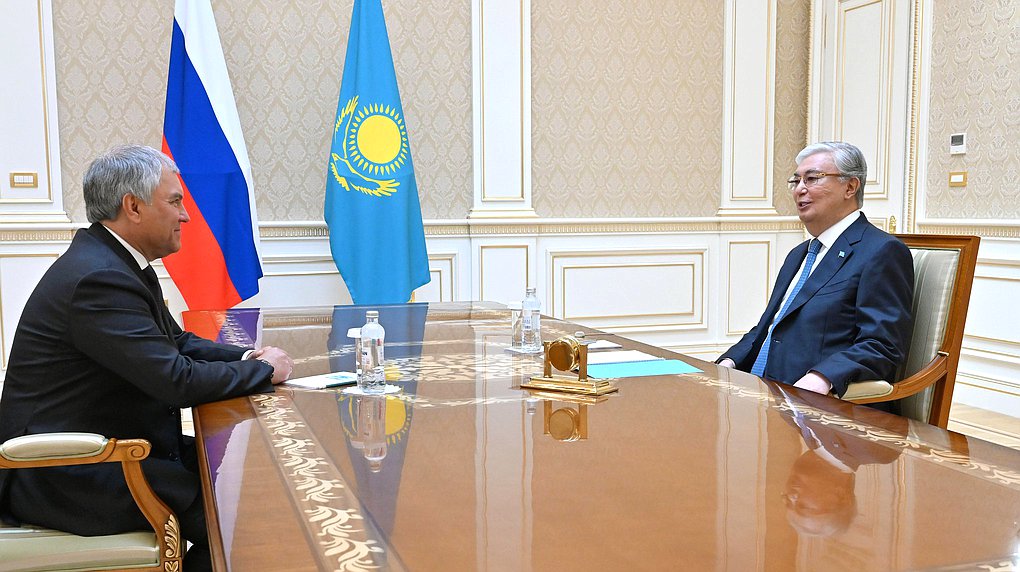 Chairman of the State Duma Vyacheslav Volodin and President of Kazakhstan Kassym-Jomart Tokayev