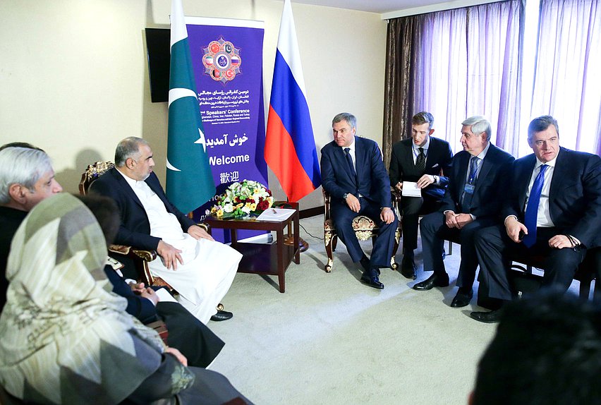 Meeting of Chairman of the State Duma Viacheslav Volodin and Chairman of the National Assembly of the Islamic Republic of Pakistan Asad Qaiser