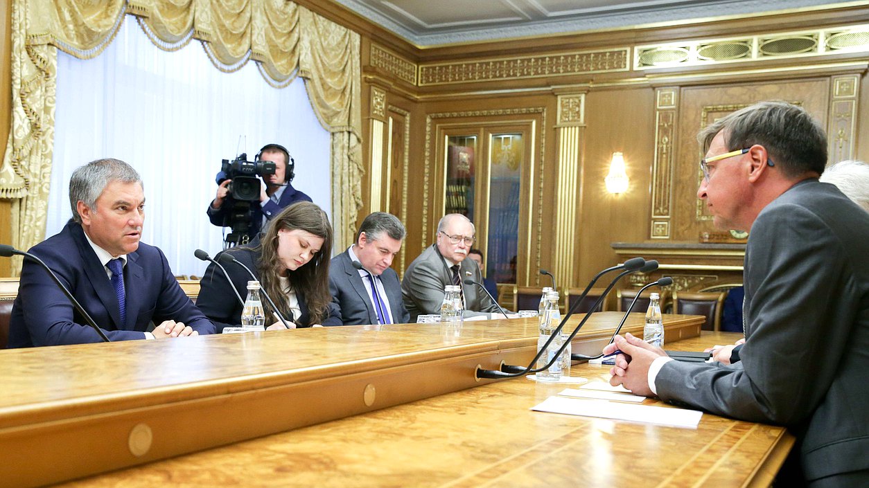 Председатель Государственной Думы Вячеслав Володин и Председатель Парламентской конференции Балтийского моря Йорген Петтерссон