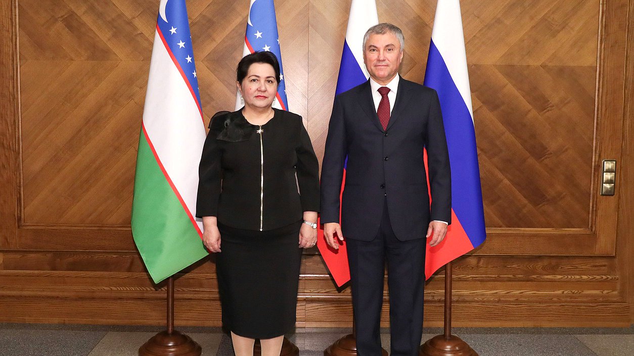 Chairman of the State Duma Viacheslav Volodin and Chairwoman of the Senate of the Oliy Majlis of the Republic of Uzbekistan Tanzila Narbaeva