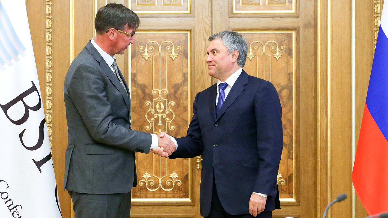 Chairman of the State Duma Viacheslav Volodin and President of the Baltic Sea Parliamentary Conference Jörgen Pettersson