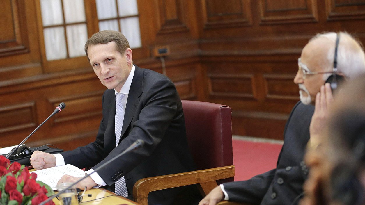 Официальный визит Председателя Государственной Думы Федерального Собрания Российской Федерации С.Е. Нарышкина в Республику Индию. Встреча с Вице-президентом, Председателем Совета штатов парламента индии Мохаммадом Хамидом Ансари.