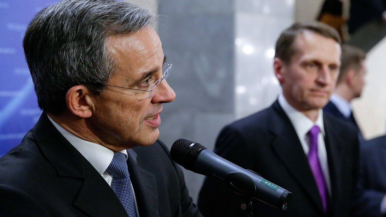 Встреча Председателя Государственной Думы Федерального Собрания Российской Федерации С.Е. Нарышкина с парламентской делегацией Французской Республики во главе с членом Комиссии Национального собрания по международным делам, со президентом Ассоциации "Франко-российский диалог" Т. Мариани.