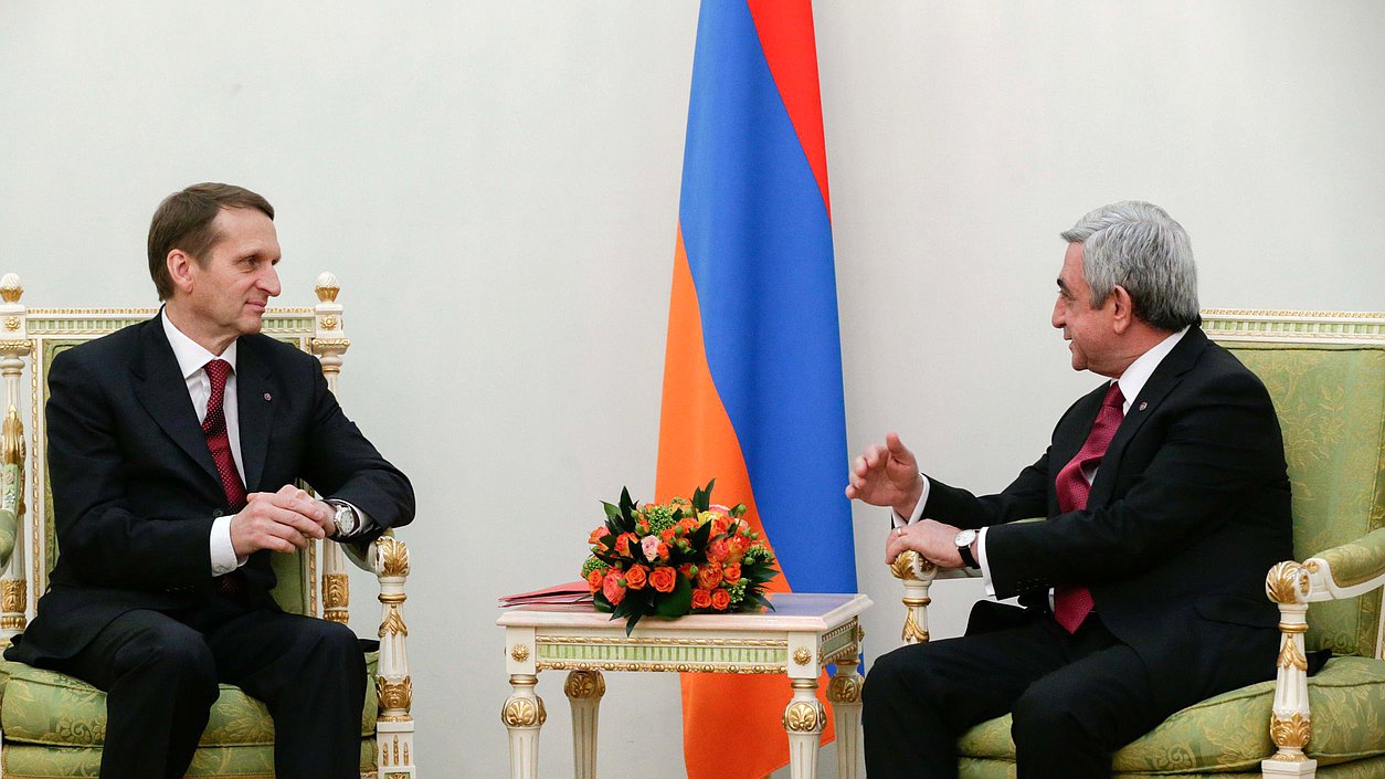 Рабочий визит Председателя Государственной Думы Федерального Собрания Российской Федерации С.Е. Нарышкина в Республику Армения. Встреча с Президентом Республики Армения С.А. Саргсяном.