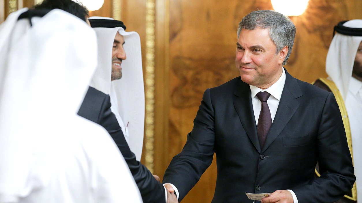 Meeting of Chairman of the State Duma Viacheslav Volodin with Chairman of Qatar’s Advisory Council Ahmad bin Abdullah Al Mahmoud