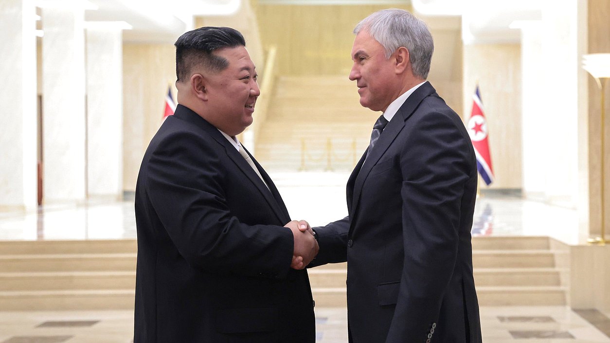 Chairman of the State Duma Vyacheslav Volodin and Chairman of State Affairs of the Democratic People's Republic of Korea Kim Jong-un