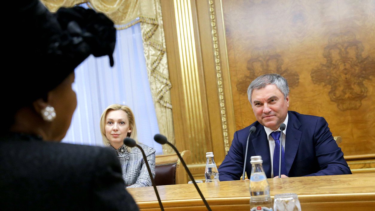 Chairman of the State Duma Viacheslav Volodin and Speaker of the National Assembly of South Africa Baleka Mbete