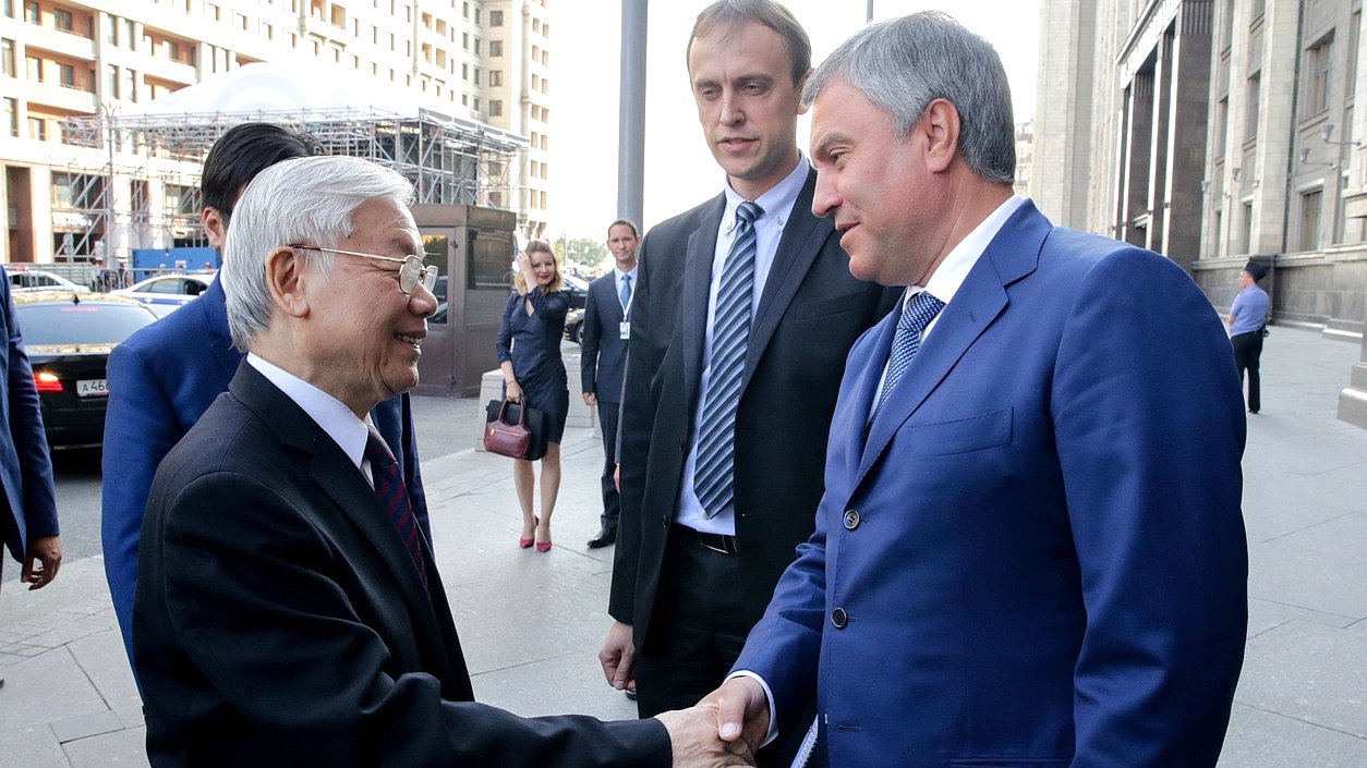 Chairman of the State Duma Viacheslav Volodin and General Secretary of the Central Committee of the Communist Party of Vietnam Nguyễn Phú Trọng