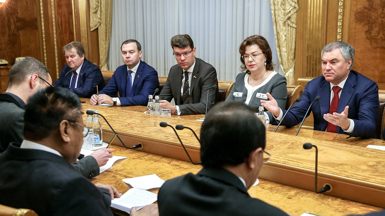 Chairman of the State Duma Viacheslav Volodin and Chairman of the Regional Representative Council of the People's Consultative Assembly of Indonesia Oesman Sapta Odang