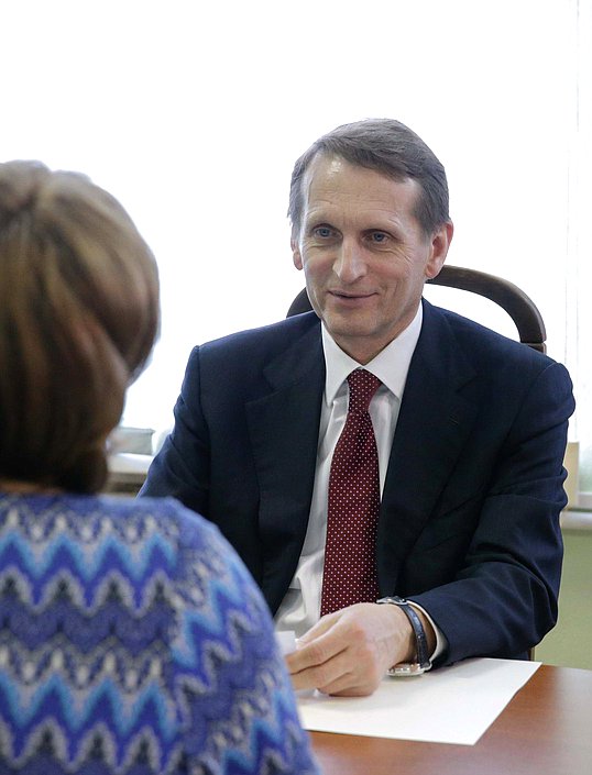 Рабочая поездка Председателя Государственной Думы Федерального Собрания Российской Федерации С.Е. Нарышкина в Северо-Западный федеральный округ. Приём граждан.