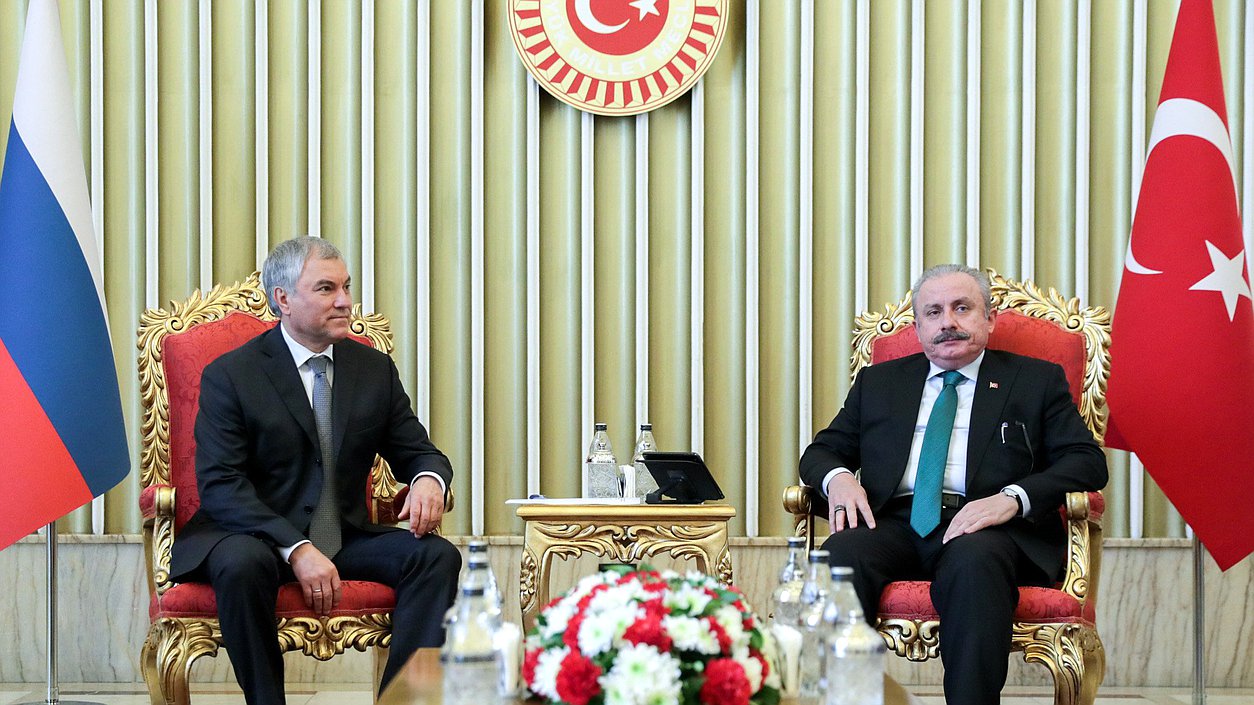 Meeting of Chairman of the State Duma Vyacheslav Volodin and Speaker of the Grand National Assembly of Türkiye Mustafa Şentop