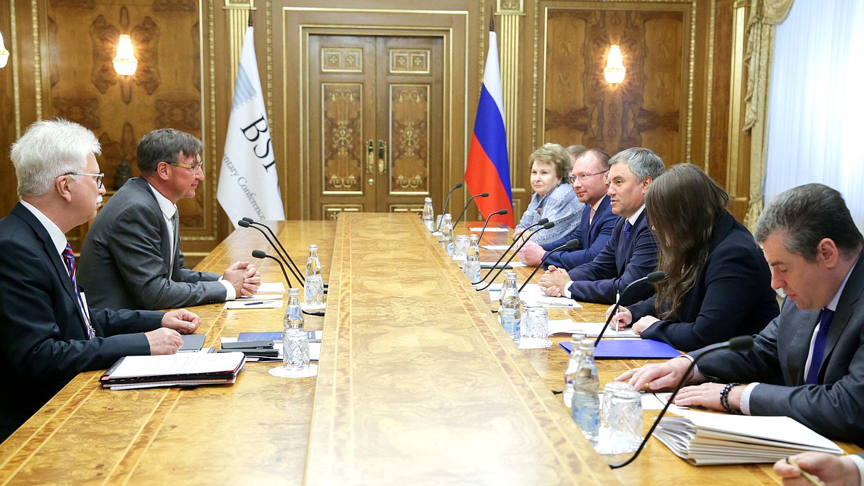 Chairman of the State Duma Viacheslav Volodin and President of the Baltic Sea Parliamentary Conference Jörgen Pettersson