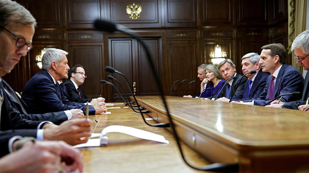 Встреча Председателя Государственной Думы Федерального Собрания Российской Федерации Сергея Нарышкина с Генеральным секретарём Совета Европы Тубьёрном Ягландом.