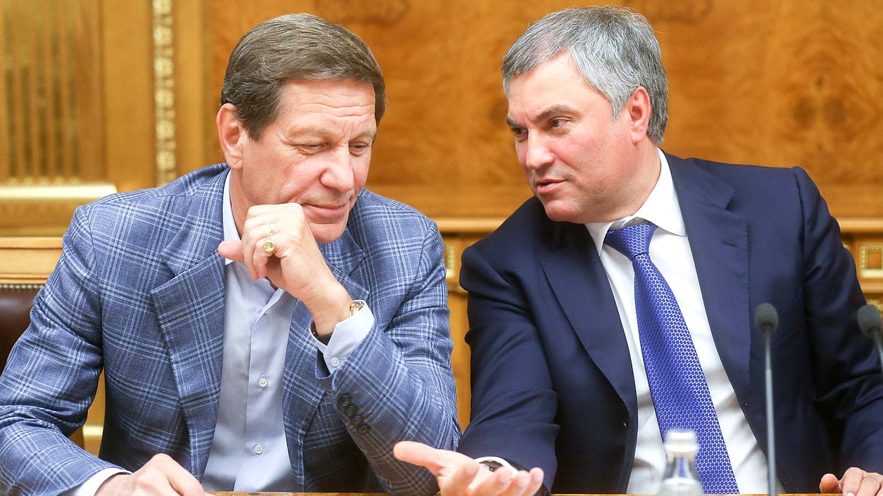 Chairman of the State Duma Viacheslav Volodin and First Deputy Chairman of the State Duma Aleksandr Zhukov