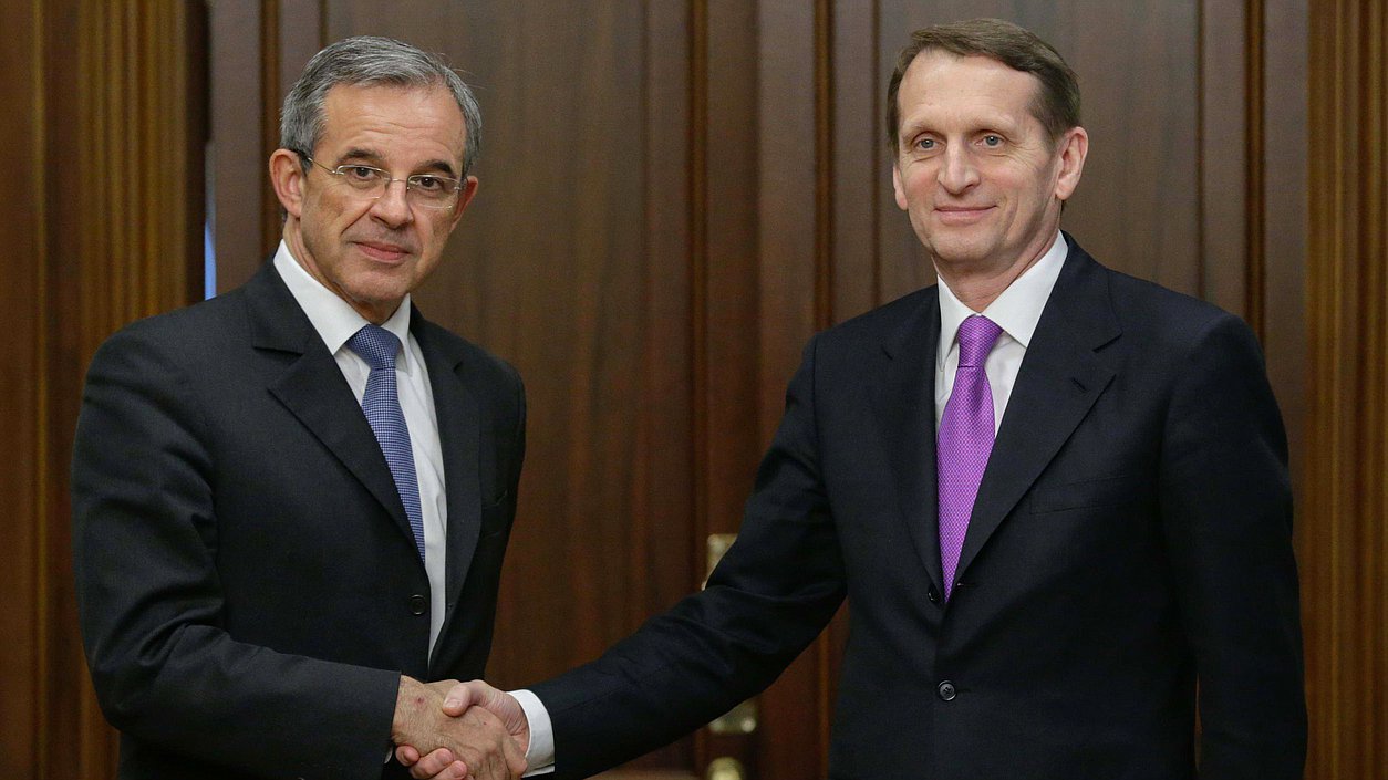 Встреча Председателя Государственной Думы Федерального Собрания Российской Федерации С.Е. Нарышкина с парламентской делегацией Французской Республики во главе с членом Комиссии Национального собрания по международным делам, со президентом Ассоциации "Франко-российский диалог" Т. Мариани.