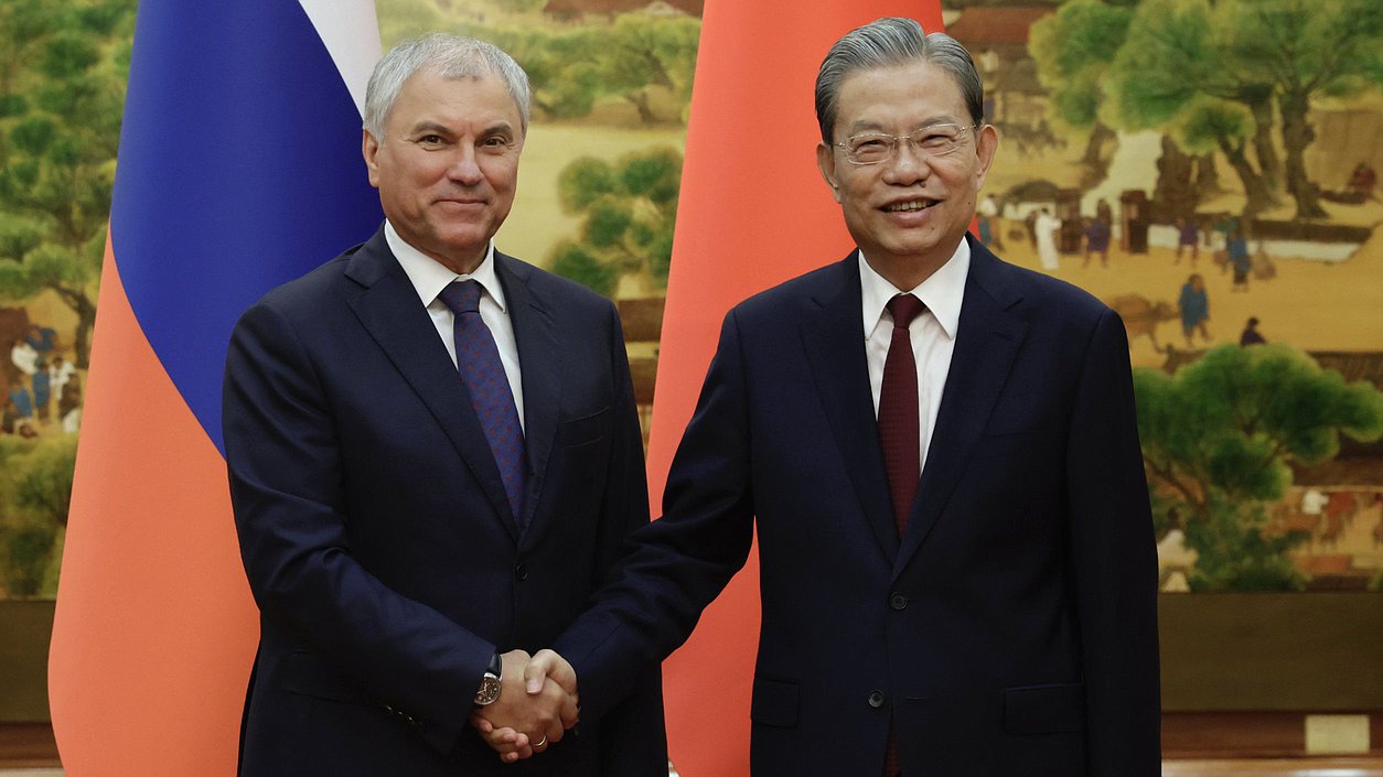 Chairman of the State Duma Vyacheslav Volodin and Chairman of the Standing Committee of the National People's Congress Zhao Leji