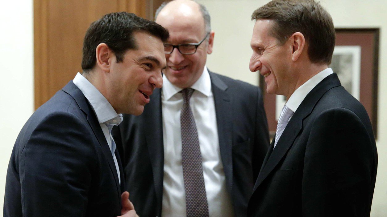 Встреча Председателя Государственной Думы Федерального Собрания российской Федерации С.Е. Нарышкина с Премьер-министром Греческой Республики А. Ципрасом.