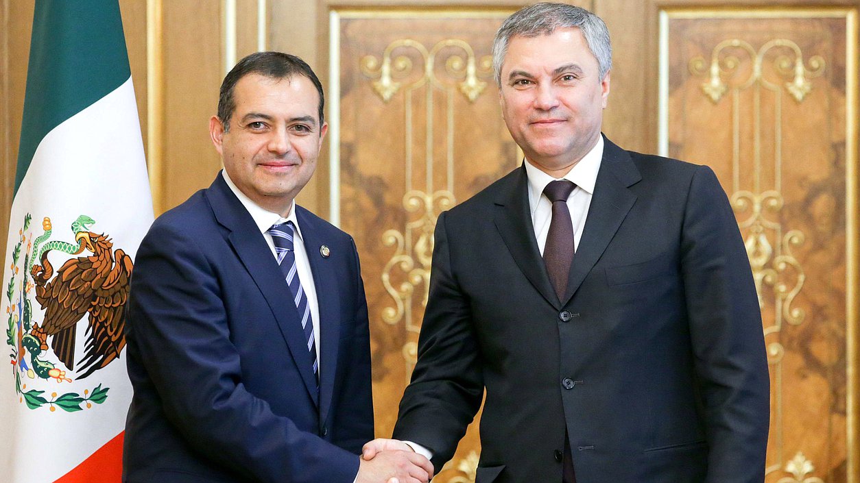 Meeting of Chairman of the State Duma Viacheslav Volodin with President of Chamber of Senators of the General Congress of the United Mexican States Ernesto Cordero Arroyo