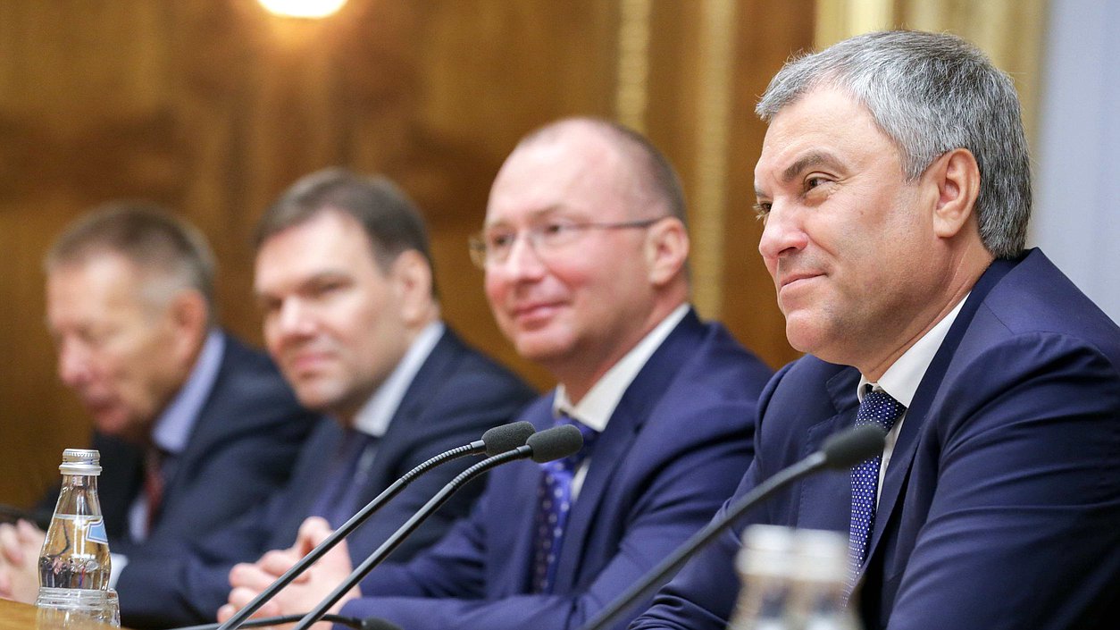 Chairman of the State Duma Viacheslav Volodin and Deputy Chairman of the State Duma Igor Lebedev