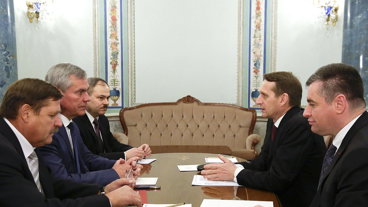 Встреча Сергея Нарышкина с Председателем Палаты представителей Национального собрания республики Беларусь Владимиром Анрейченко.