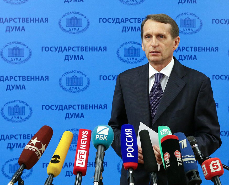   Сергей Нарышкин на встрече с журналистами.