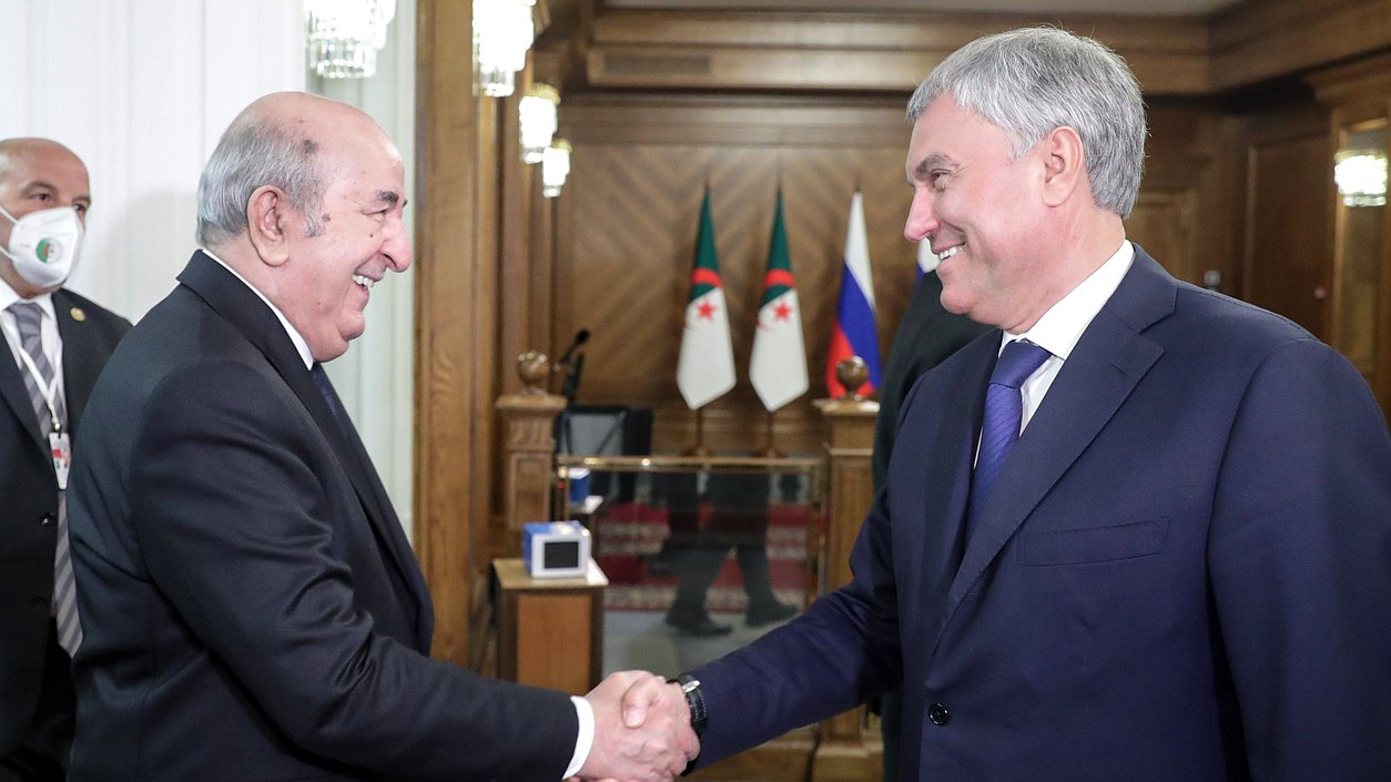 Chairman of the State Duma Vyacheslav Volodin and President of the People’s Democratic Republic of Algeria Abdelmadjid Tebboune