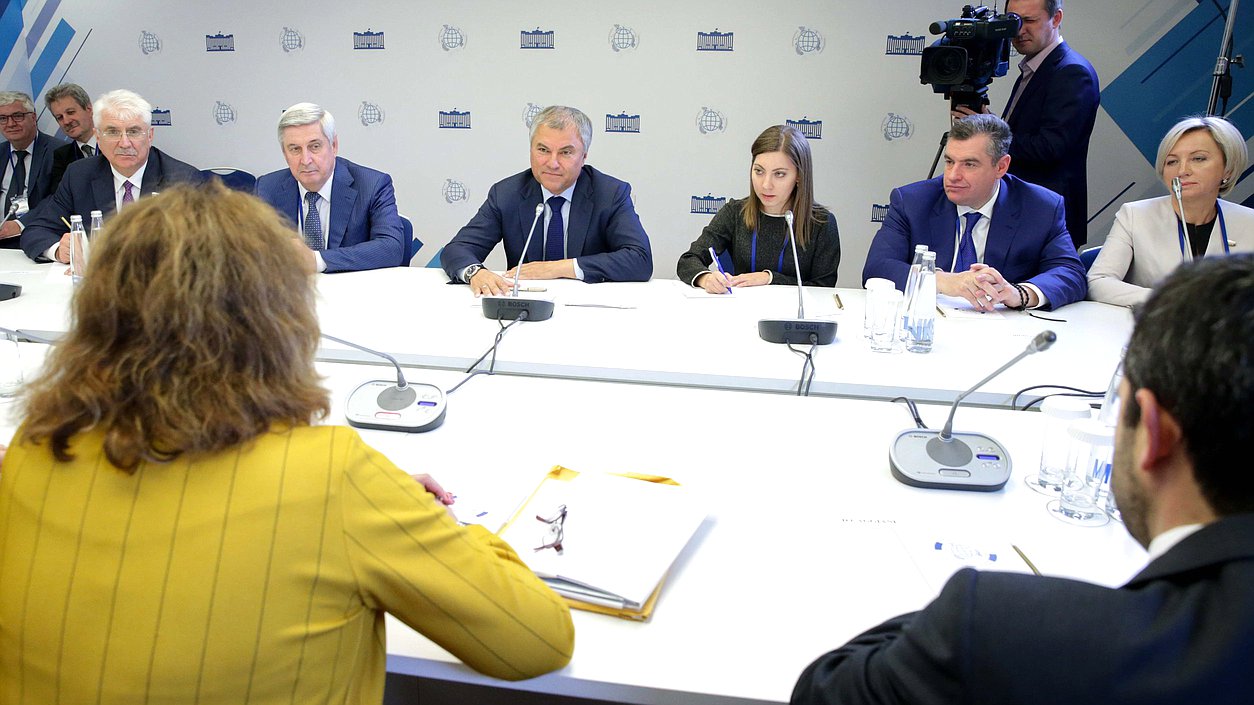 Meeting of Chairman of the State Duma Viacheslav Volodin and President of the Chamber of Representatives of the General Assembly of the Oriental Republic of Uruguay Cecilia Bottino